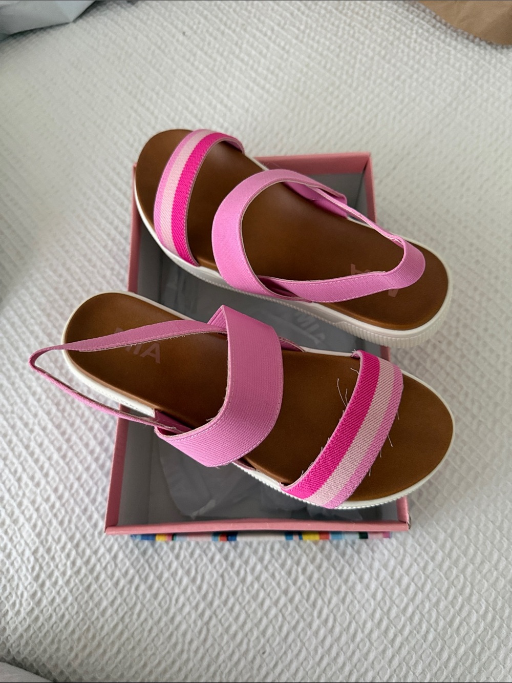 MIA Pink Dual-Strip Elastic Strap Sandals